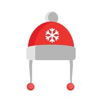 icono de sombrero de invierno rojo, tipo plano vector