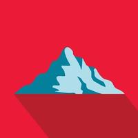 Snow mountain icon, flat style. vector