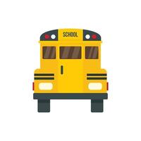 Back of old school bus icon, flat style vector