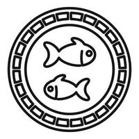 Fish farm emblem icon, outline style vector