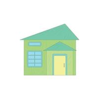 Green small cottage icon, cartoon style vector