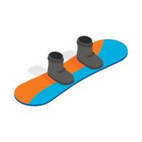 Snowboard with boots icon, isometric 3d style vector