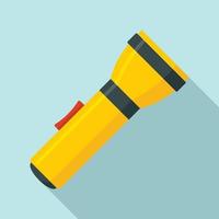 Yellow flashlight icon, flat style vector