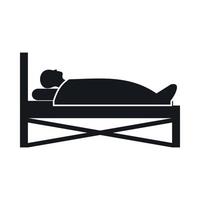 paciente en la cama en el icono del hospital, estilo simple vector