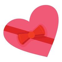 Heart gift box icon, flat style vector