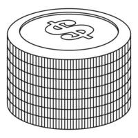 Heap of coin icon, outline style. vector