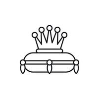 Crown on a pillow icon, outline style vector