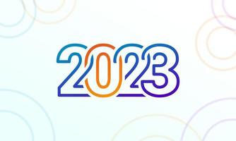 Ilustración superpuesta colorida moderna de año nuevo 2023 con formas simples para calendario o tarjeta de felicitación vector