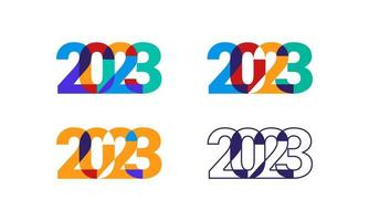 Ilustración superpuesta colorida moderna de año nuevo 2023 con formas simples para calendario o tarjeta de felicitación vector