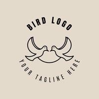 logotipo de pájaro, logotipo de arte de línea, icono y símbolo, diseño de ilustración vectorial vector