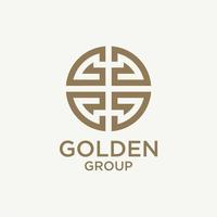 Circular Golden initial G, Monogram GG with asian greek pattern for Global Gold Company vector