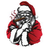 Papai Noel fumando ilustração de charuto png