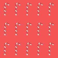 christmas candy canes pattern on red background vector