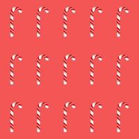 christmas candy canes pattern on red background vector