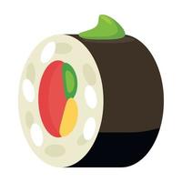 Sushi roll icon, cartoon style vector