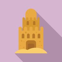 Beach sand castle icon, flat style vector