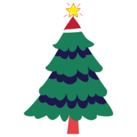 geschmückte flache stilillustration des weihnachtsbaums. png