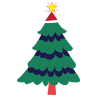 Decorated christmas tree Flat style  illustration. png