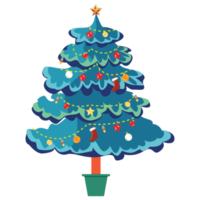 Decorated christmas tree Flat style  illustration. png