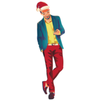 People smile man with hat happy Full length celebration on Christmas PNG Flat Design