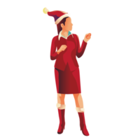 People smile woman with hat happy Full length celebration on Christmas PNG Flat Design