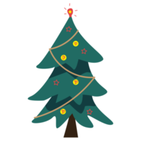 dekorerad jul träd platt stil illustration. png