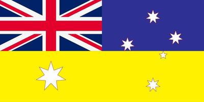 bandera de ucrania en la bandera de australia. ilustración vectorial de una bandera azul-amarilla en el fondo de la bandera de australia. vector