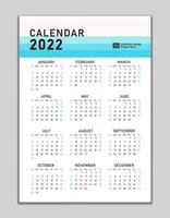 plantilla de calendario de pared 2022, diseño de calendario de escritorio 2022, inicio de semana el domingo, folleto de negocios, conjunto de 12 meses, inicio de semana el domingo, organizador, planificador, medios de impresión, concepto pastel de diseño de calendario vector