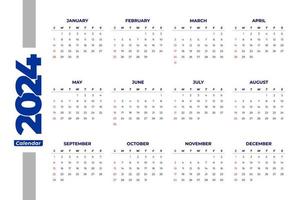 2024 Calendar Template, editable vector