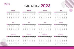 Plantilla de calendario 2023, vector editable