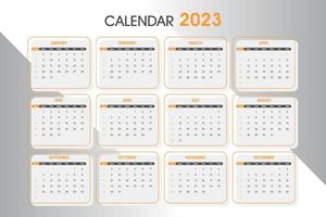 Plantilla de calendario 2023, vector editable