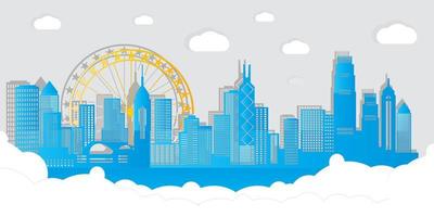 City view of dubai with paper cut style vector