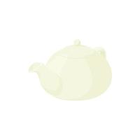 White porcelain teapot icon, cartoon style vector