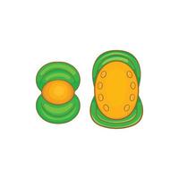 Knee protector and elbow pad icon, cartoon style vector