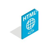 HTML file extension icon, isometric 3d style vector