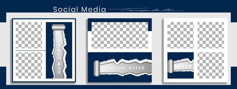 Editable instagram templates. Social media story and post frames. Layout design for marketing promotions. Cover. Set of sale banner template. Social network Backgrounds. Square puzzles. vector
