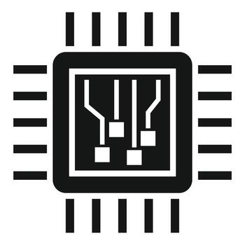 icono del procesador de aprendizaje automático, estilo simple vector