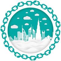 City view of dubai with paper cut style vector