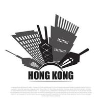 vista de la ciudad de hong kong con estilo de corte de papel para aplicaciones o sitio web vector