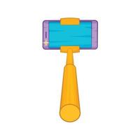 Selfie stick with a smartphone icon, cartoon style vector