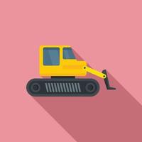 Machine bulldozer icon, flat style vector