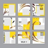 Editable social media templates, Instagram story collections and postal frame templates, layout designs, Mock-up for marketing promotions, covers, banners, backgrounds, square puzzles, vector elements