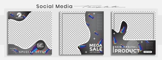 Editable instagram templates. Social media story and post frames. Layout design for marketing promotions. Cover. Set of sale banner template. Social network Backgrounds. Square puzzles. vector