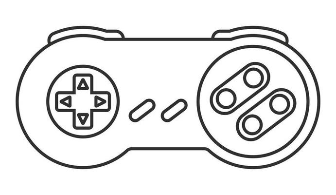 Retro video game controller or classical joystick line art icon for apps or website
