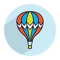 Hot air balloon vector icon with a round background for apps and websites