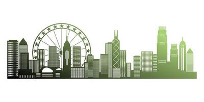 City view of hongkong with paper cut style vector