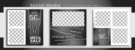 Editable instagram templates. Social media story and post frames. Layout design for marketing promotions. Cover. Set of sale banner template. Social network Backgrounds. Square puzzles. vector