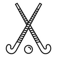 icono de palos cruzados de hockey sobre césped, estilo de esquema vector