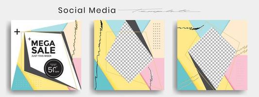 Editable instagram templates. Social media story and post frames. Layout design for marketing promotions. Cover. Set of sale banner template. Social network Backgrounds. Square puzzles. vector