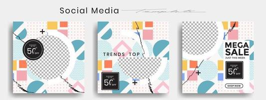 Editable instagram templates. Social media story and post frames. Layout design for marketing promotions. Cover. Set of sale banner template. Social network Backgrounds. Square puzzles. vector